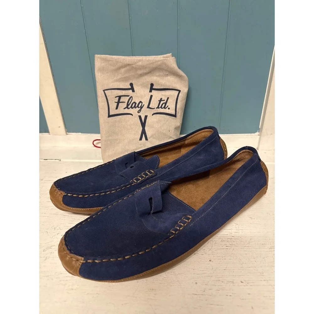 Cole Haan Mens Gunnison Driver Loafers Navy Blue Suede Penny Moccasins C30973 12